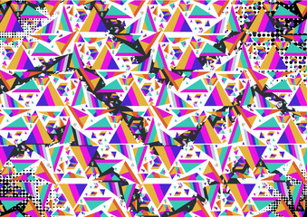 geometric patterns in the style of a retro triangle.