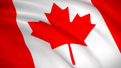 The national flag of Canada (Canadian flag) - Highly detailed realistic 3D rendering