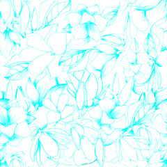 Fototapeta na wymiar Seamless pattern with pencil magnolia. magnolia buds. manual graphics. Botanical flower, mascara, floral pattern for textile decoration and design, patterns. botanical color illustration. 