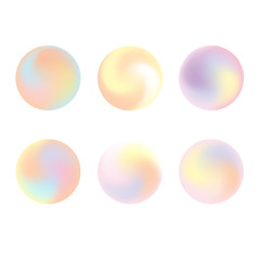 set of six gradients in pastel colors. in the shape of a ball