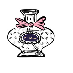 Hand drawn vector perfume bottle. Cosmetics object on white background.