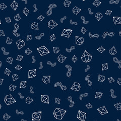 Vector white line crystals seamless pattern on a blue background.