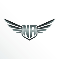 Initial Letter NA with Wings