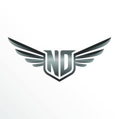 Initial Letter ND with Wings