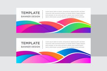 Fototapeta premium Set of Modern Colorful banner template. Blue, Orange and Purple gradient Banner design. Horizontal layout advertising banner.