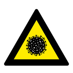 Sign warning and danger virus. Pandemic medical concept with dangerous cells. Vector illustration isolated on white background.