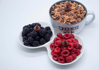 Blackberries and chocolate breakfast