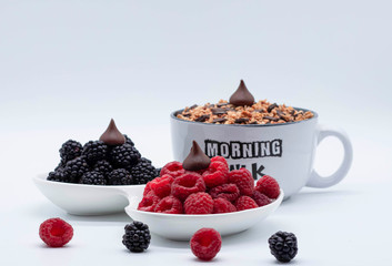 Blackberries and chocolate breakfast