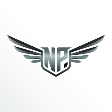 Initial Letter NP with Wings
