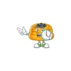 cartoon character style of cheerful kataifi with clock