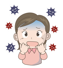 パンデミックの脅威に怯える女性〈コロナウイルス〉