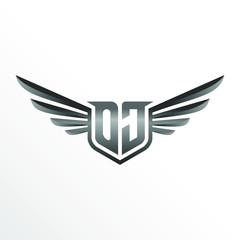 Initial Letter OJ with Wings