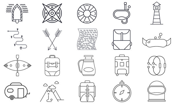 Tour and Travel ,travel thin line icon set, for web use, tour booking application symbols Outline free Icon Set Vector image