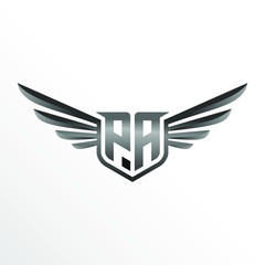 Initial Letter PA with Wings