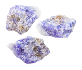 set of Tanzanite (blue violet Zoisite) crystals