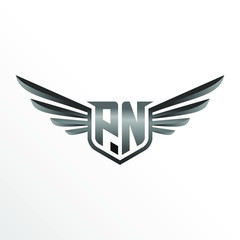 Initial Letter PN with Wings