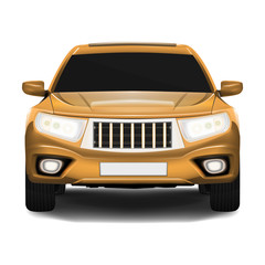 SUV Car front view isolated on white. Realistic vector.