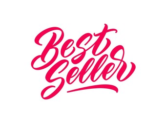 Best Seller hand drawn lettering. Red handwritten inscription for business, promotion and advertising. Vector calligraphy text in lettering style.