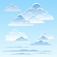 White cumulus clouds on a blue sky. Eps file. Vector illustration.