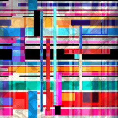 Seamless bright abstract pattern of geometric objects