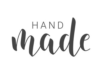 Vector Illustration. Handwritten Lettering of Handmade. Template for Banner, Card, Label, Postcard, Poster, Sticker, Print or Web Product. Objects Isolated on White Background.