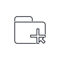 Fototapeta premium File icon and plus. Download, install the application file. Vector linear icon isolated on a white background.