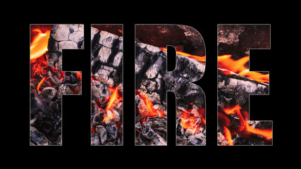 Creative designer lettering Fire on black background
