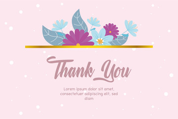 flowers wedding, thanks you card flower botanical design