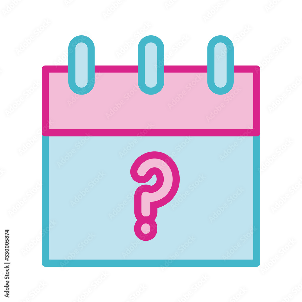 Poster calendar with interrogation symbol line and fill style