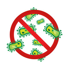 Stop corona virus outbreak warning sign vector illustration. COVID-19 pandemic infection caution symbol alert