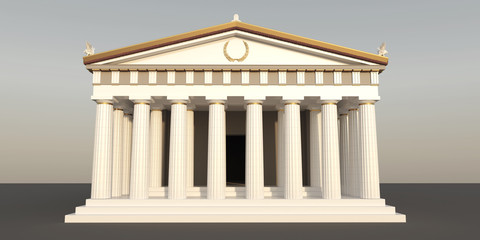 Parthenon, ancient greek temple, visualization, 3D illustration