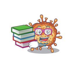 A diligent student in retro virus corona mascot design with book