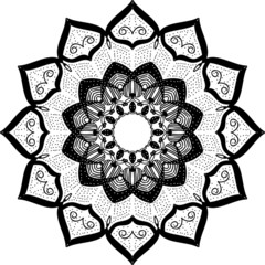 Mandala pattern in black and white,vector design.flowers design,simple mandala design background