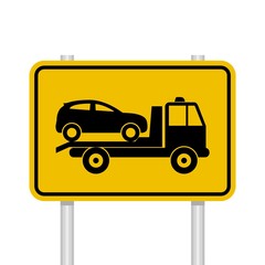 Fototapeta premium Trendy flat towed car icon isolated on white background