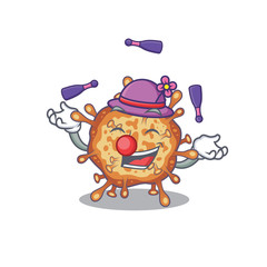 A sweet retro virus corona mascot cartoon style playing Juggling