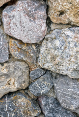 close up of wall of large natural form stones. Texture background