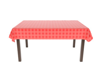Table with red tablecloth