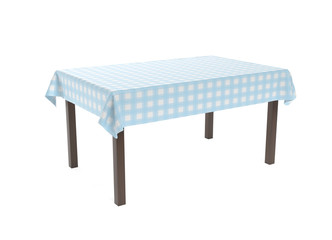 Table with blue tablecloth