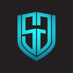 SG Logo monogram with emblem shield design isolated with blue colors on black background