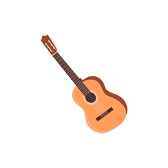 Fototapeta na wymiar Classical Guitar. Flat Design Vector Illustration Of Hand Drawn Acoustic Guitar