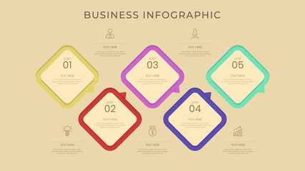 business infographic process retro color, flat color, include icon for presentation template.