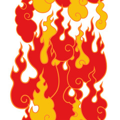 The fire. Flame tongues on a white background. Vector seamless pattern. © INESA