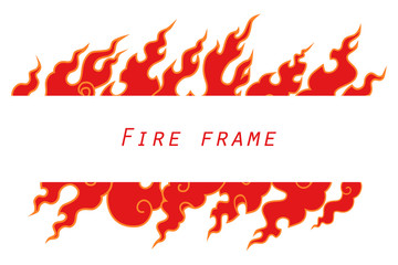 .Vector frame with tongues of flame. Isolated illustration on white background. Template.. - obrazy, fototapety, plakaty