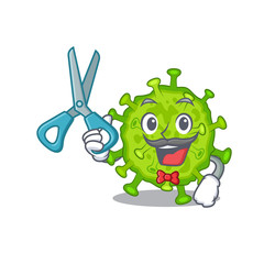 Cool Barber virus corona cell mascot design style