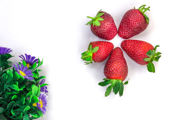 strawberries on white background
