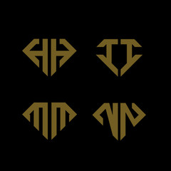 diamond initial black white luxury AA II MM NN logo icon design vector