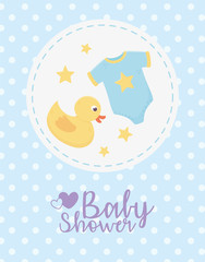 baby shower, blue bodysuit duck stars round banner decoration