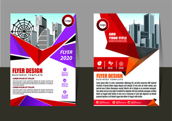 Brochure design, cover modern layout, annual report, poster, flyer in A4 with colorful triangles, geometric shapes for tech, science, market with light background