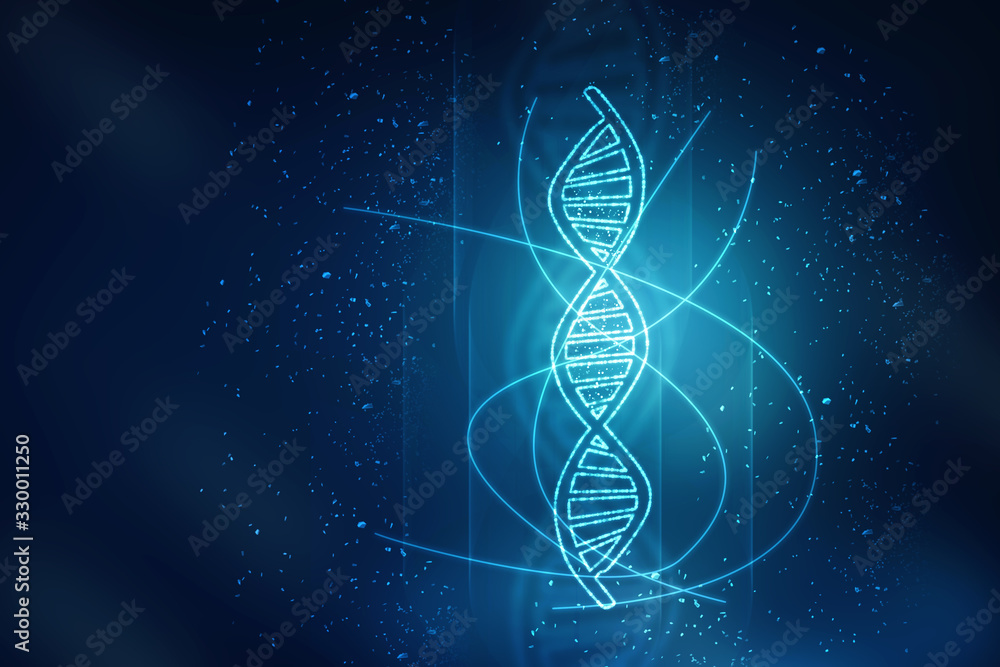 Poster 2d render of dna structure, abstract background
