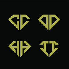 diamond initial black white luxury CC DD HH II logo icon design vector